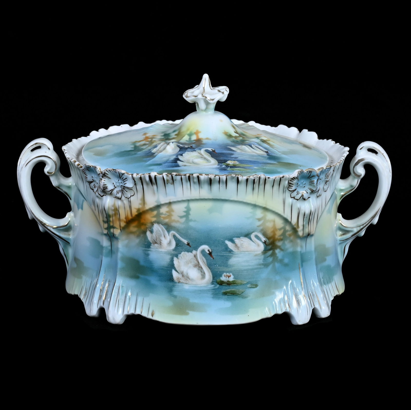 Cracker Jar, Two Handles, Marked R.S. Prussia, Icicle Mold (1 of 6)