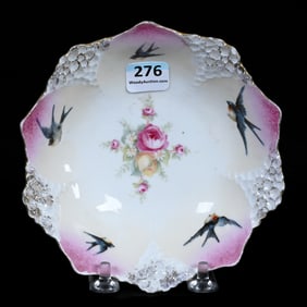 Berry Bowl Marked R.S. Prussia, Pink, Cream And White, Rose Decor