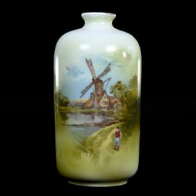 Vase Marked R.S. Germany, Old Mill Scene Decor