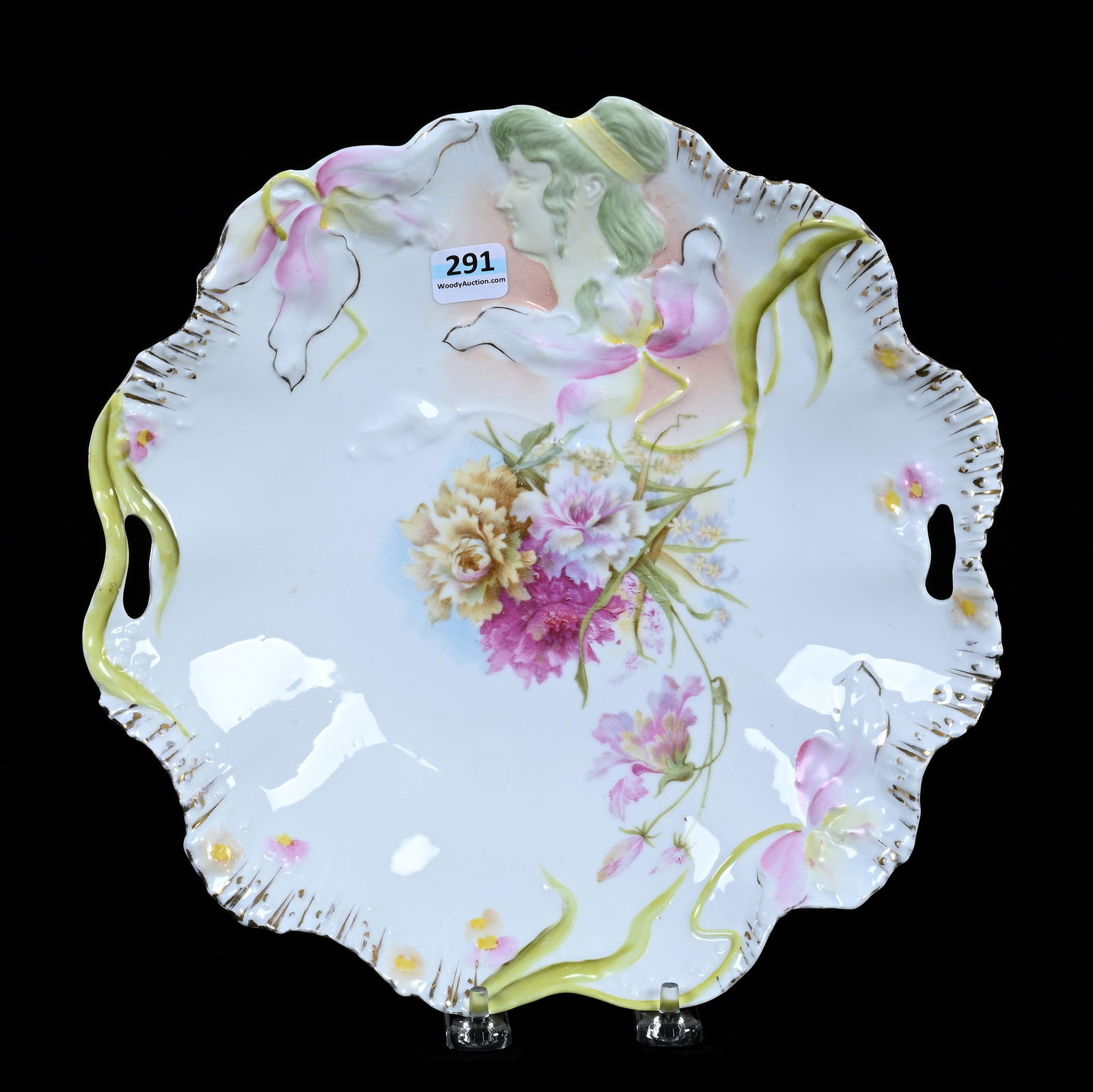 Cake Plate, Unmarked R.S. Prussia, Hidden Image Mold (1 of 3)