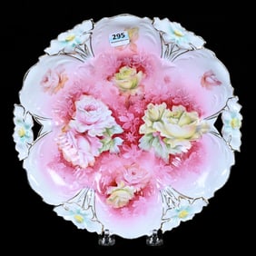 Cake Plate, Unmarked R.S. Prussia, Lily Mold