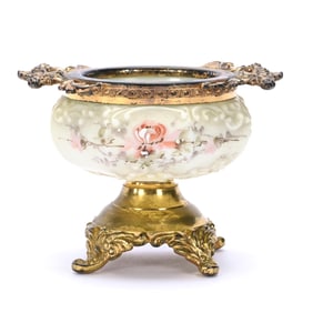 Pedestal Pin Dish, Unmarked Wave Crest Scroll Mold