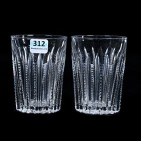 Pair Tumblers, American Brilliant Cut Glass, Prism Cut Body