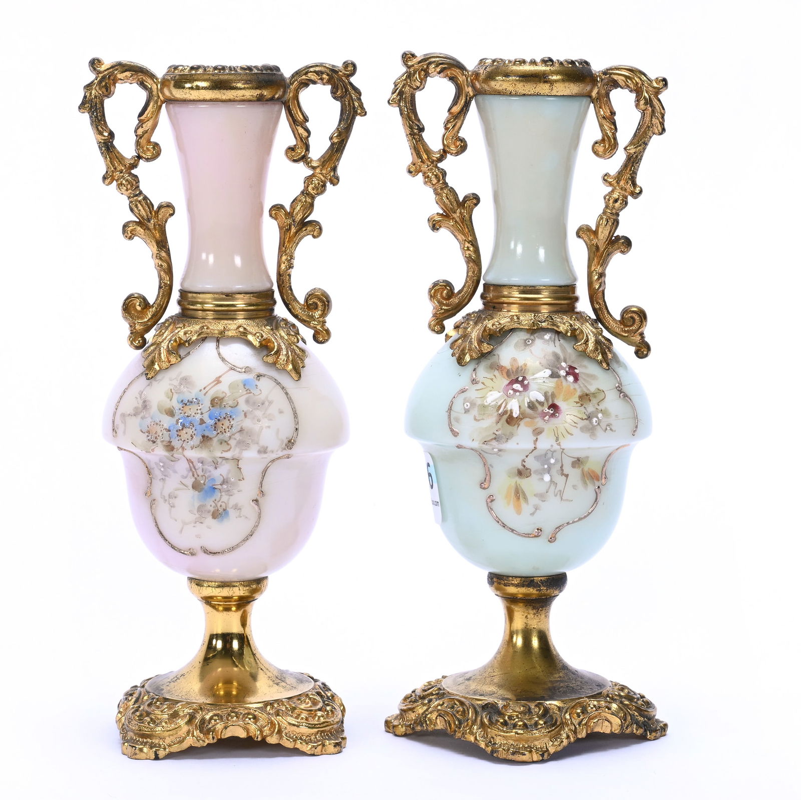 Pair Vases, Two Handles, Unmarked Wave Crest (1 of 3)