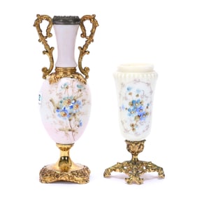 (2) Unmarked Wave Crest Pedestal Vases
