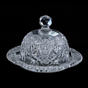 Covered Butterdish, American Brilliant Cut Glass