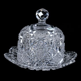 Covered Cheese Dish, American Brilliant Cut Glass