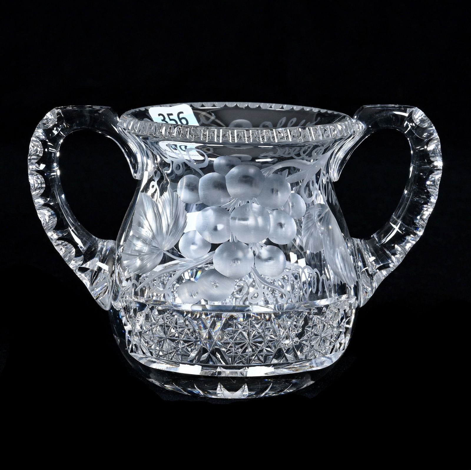 Sugar Bowl, Two Handles, American Brilliant Cut Glass, Signed Tuthill (1 of 3)