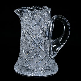 Pitcher, American Brilliant Cut Glass, Pattern #51 By Elmira