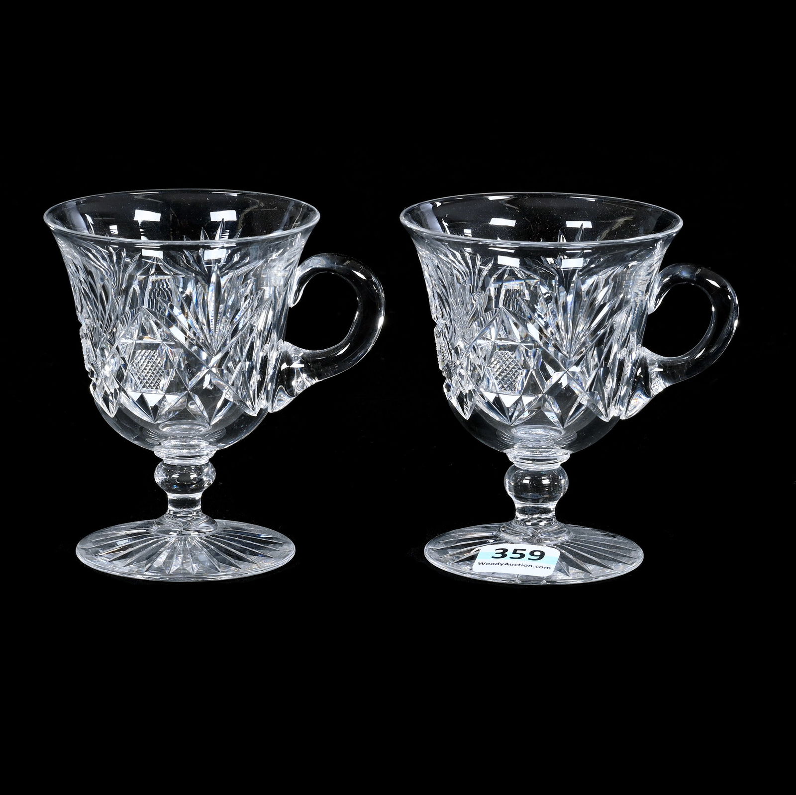 Pair Pedestal Punch Cups, American Brilliant Cut Glass (1 of 3)