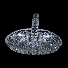 Basket, American Brilliant Cut Glass, Nevada Pattern By Pairpoint