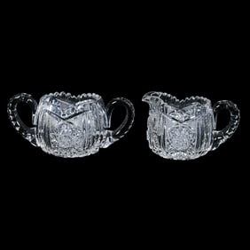 Creamer And Sugar Set, American Brilliant Cut Glass