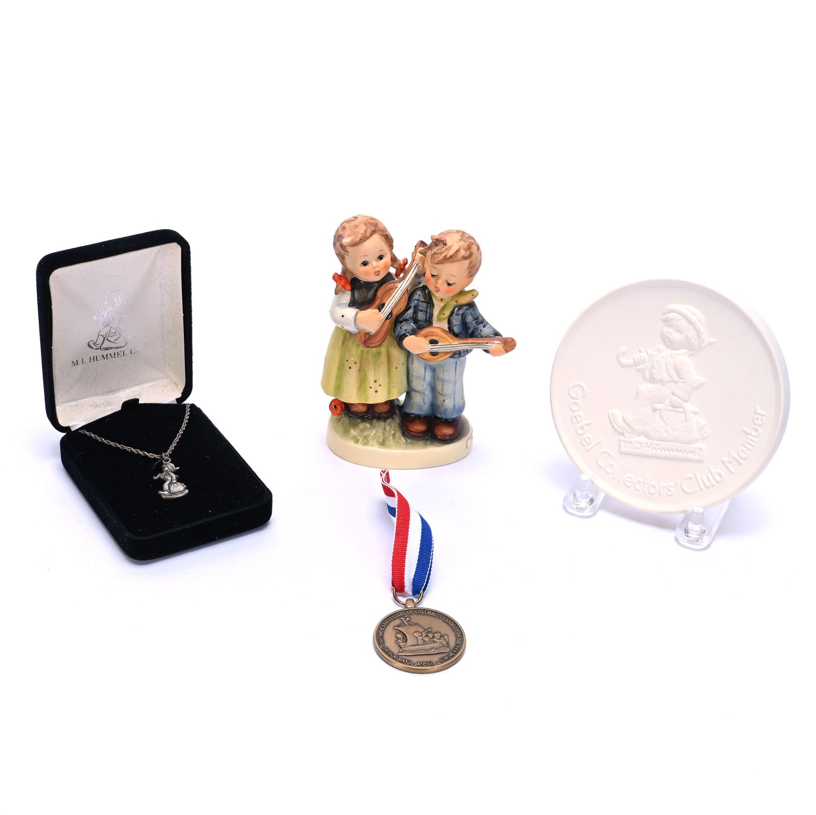 (4) Hummel Items With Original Boxes: (4) Hummel Items With Original Boxes, 1.04 Pounds, (1) Happy Days #150 2/0, TM-5, Box Size Is 6" x 5.25" x 3", (1) Coaster, Collector's Club Circa 1984, Box Size Is 0.5" x 4.25" x 4.25", (1) Sterling