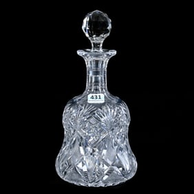 Bell Shape Decanter, American Brilliant Cut Glass, Marlboro Pattern By Dorflinger