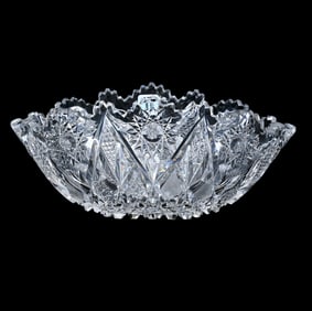 Banana Bowl, American Brilliant Cut Glass, Expanding Star Pattern