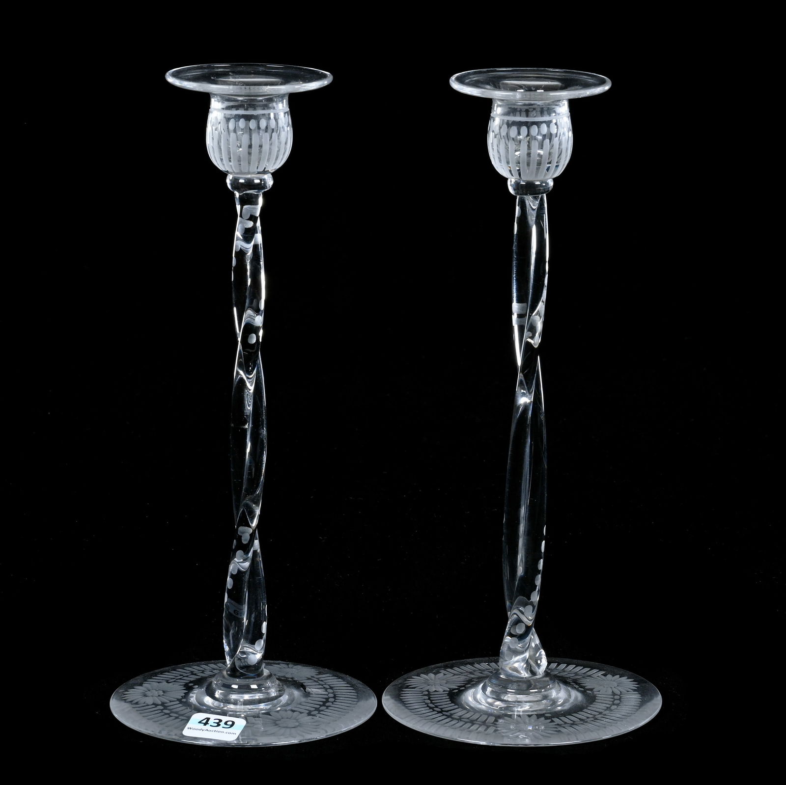 Pair Candlesticks, American Brilliant Cut Glass, Signed Libbey (1 of 3)