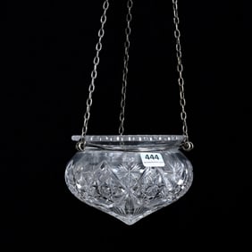 Hanging Flower Vase, American Brilliant Cut Glass, Jefferson Pattern By Pairpoint