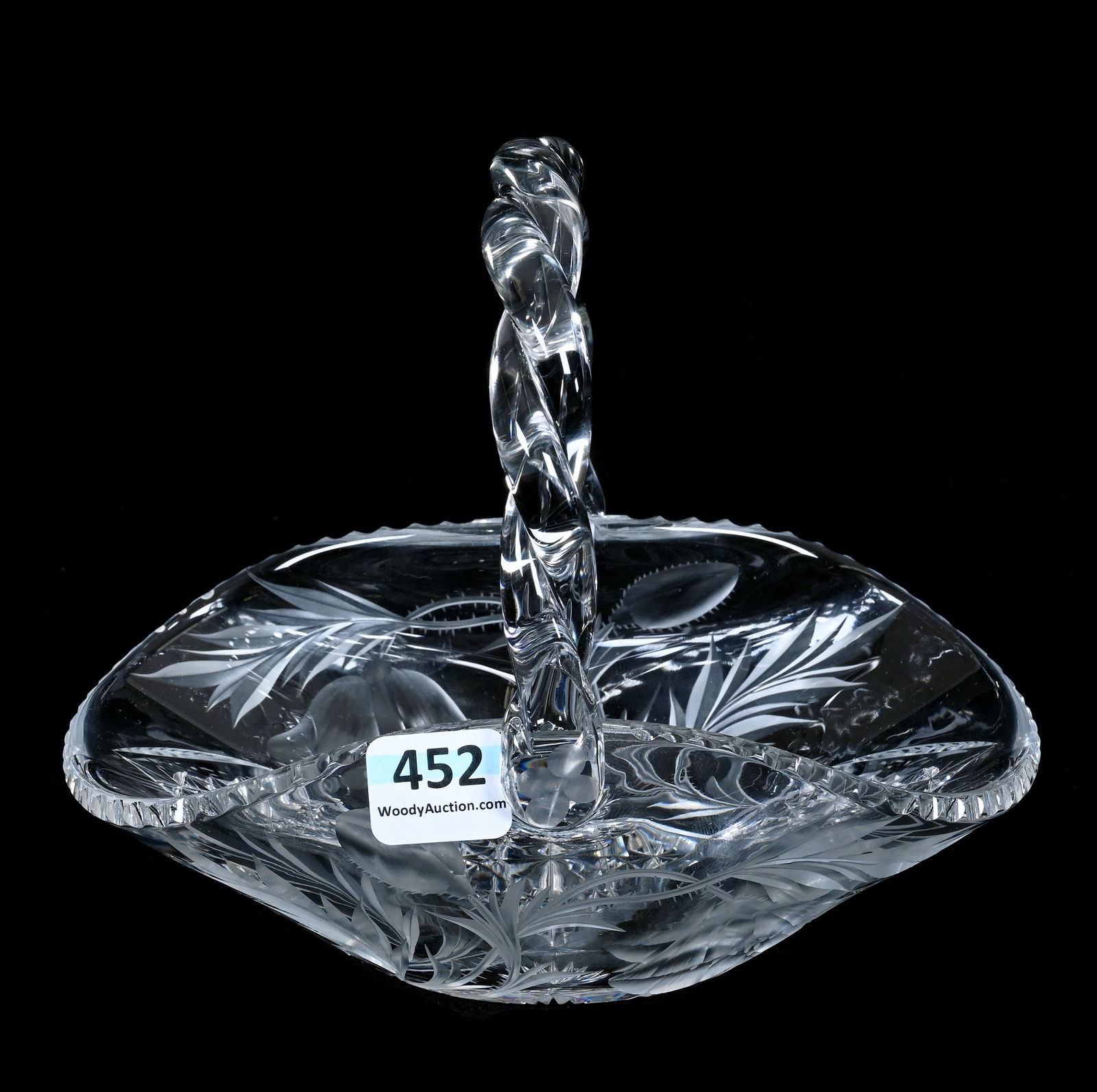 Basket, American Brilliant Cut Glass, Signed Tuthill Poppy Pattern (1 of 3)