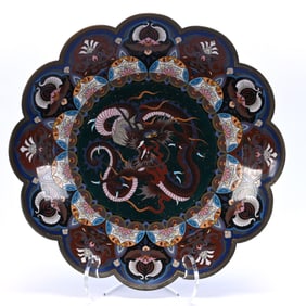 Charger, Japanese Cloisonne, Scalloped Rim
