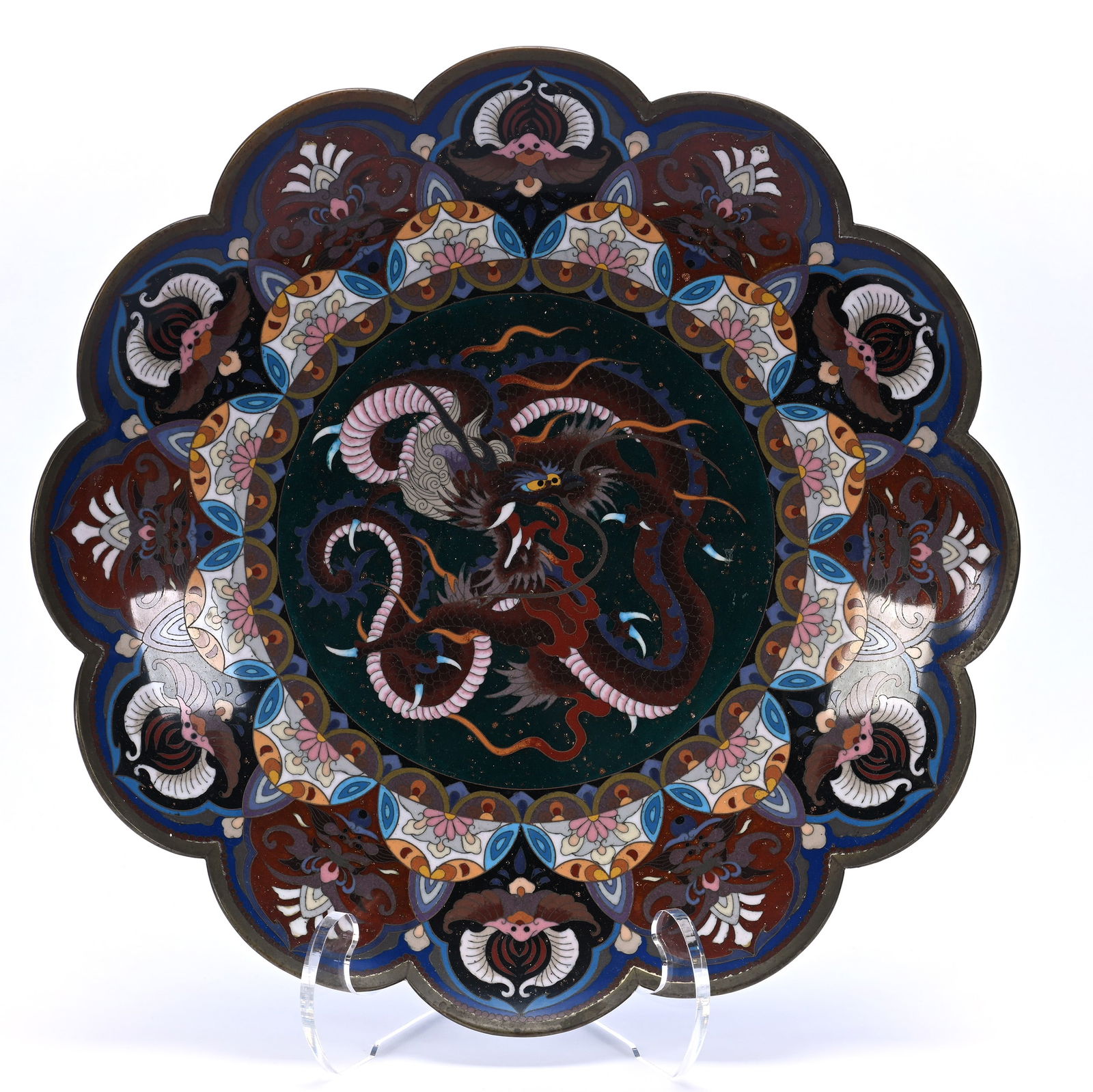 Charger, Japanese Cloisonne, Scalloped Rim (1 of 2)