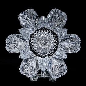 Blown Mold Bowl, American Brilliant Cut Glass, Signed Hawkes