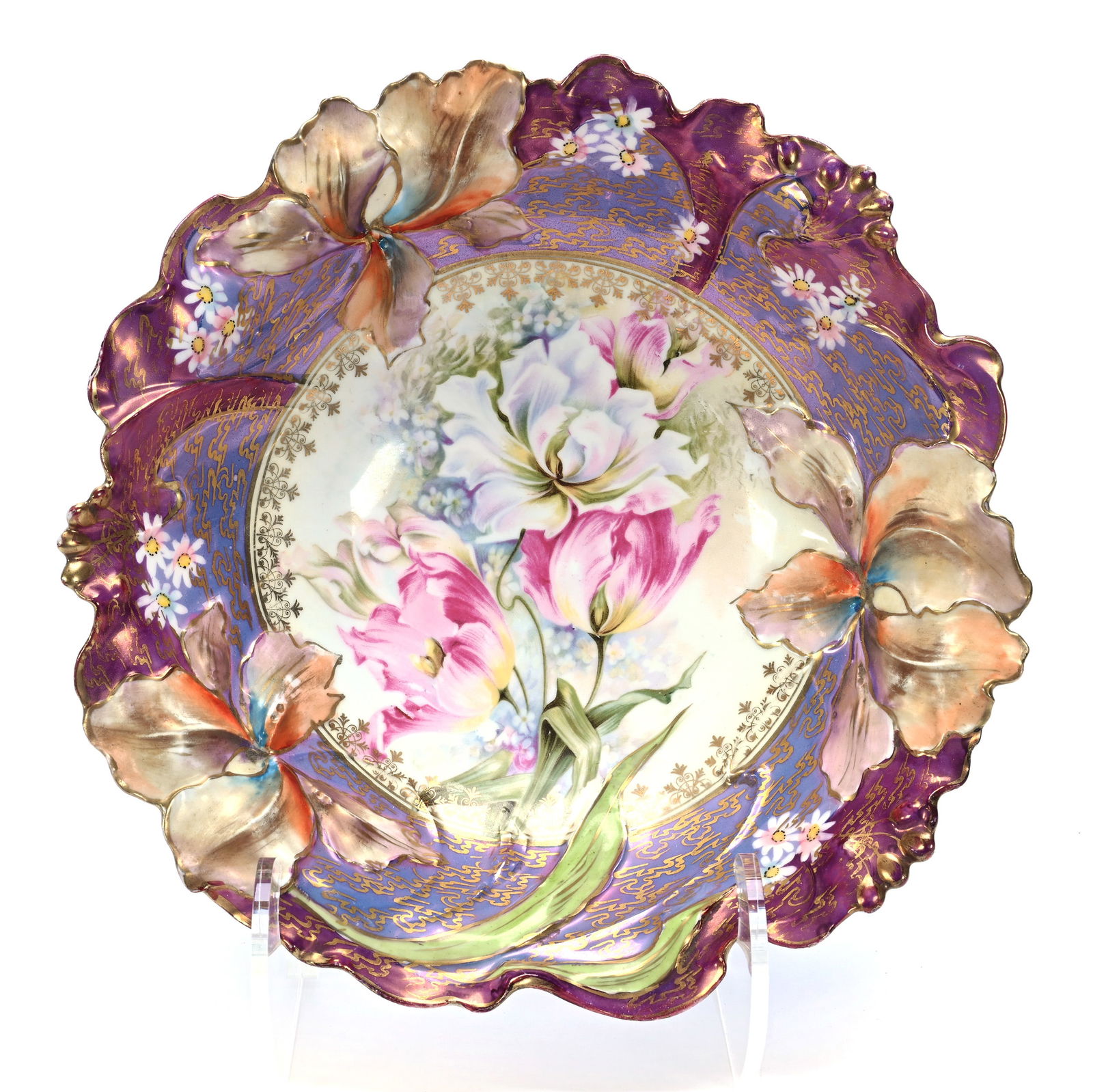 Bowl, Unmarked R.S. Prussia, Iris Variation Mold (1 of 3)