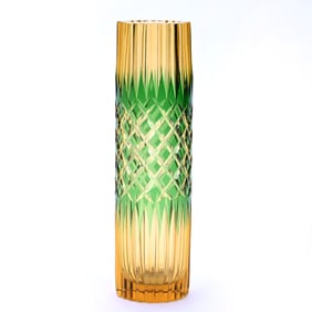 Cylinder Vase, Cut Glass, Attributed To Karel Wunsch, Czechoslovakia