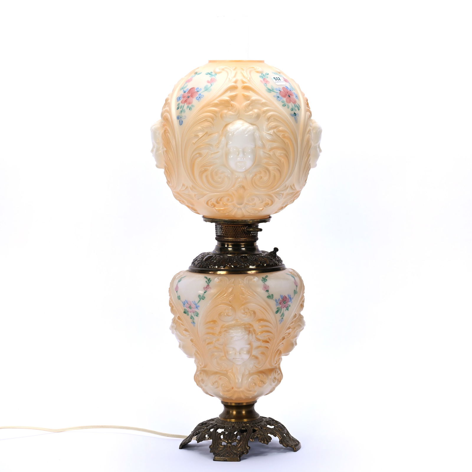 Gone With Wind Table Lamp, Orange And White Embossed Baby Face (1 of 3)