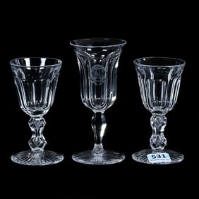 (3) Wine/Cordial Stems, American Brilliant Cut Glass