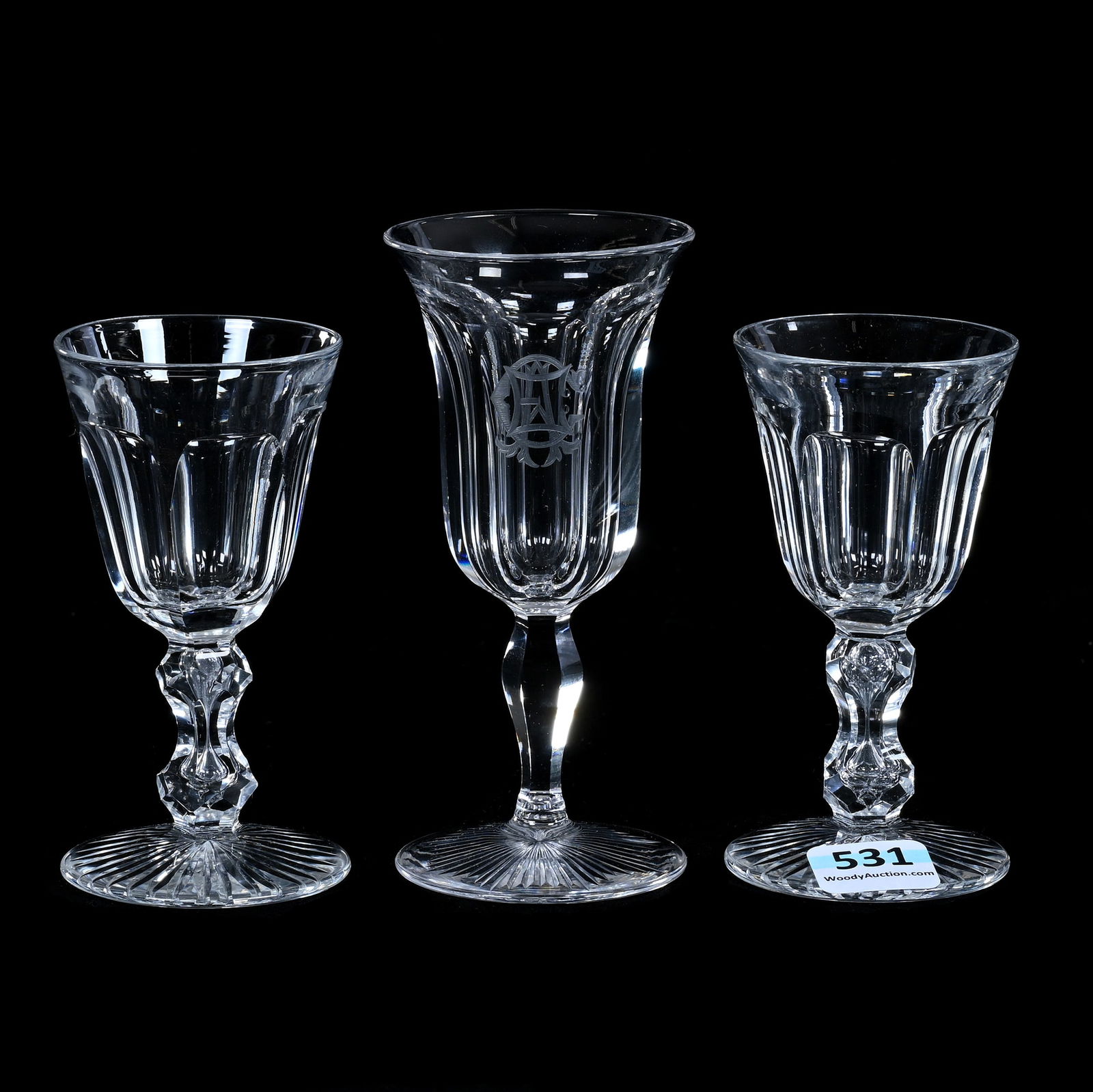 (3) Wine/Cordial Stems, American Brilliant Cut Glass (1 of 3)