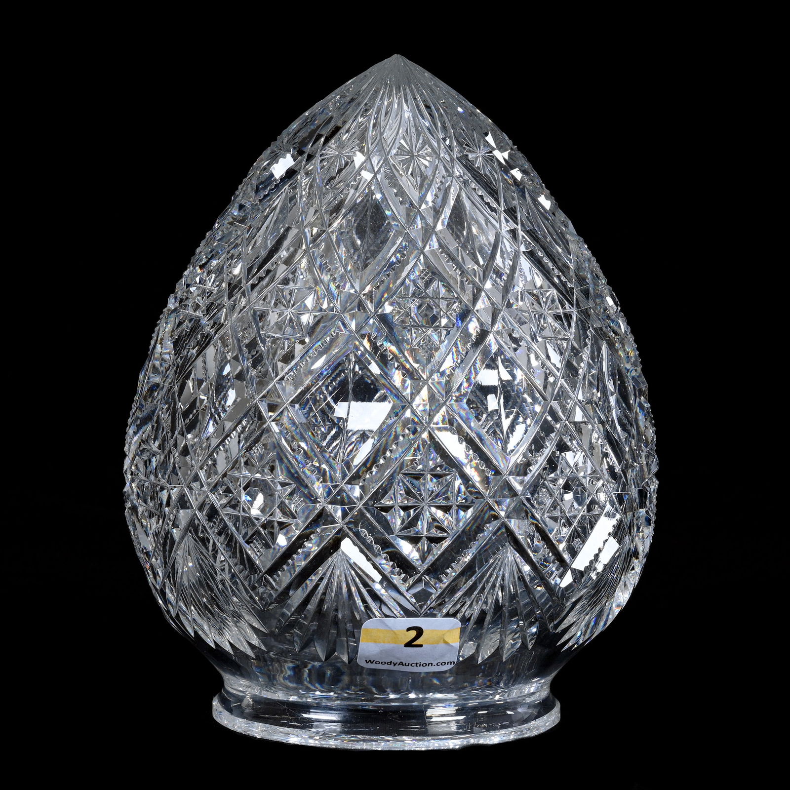 Light Shade, American Brilliant Cut Glass, Bullet Shaped, Sultana Pattern By Dorflinger: Light Shade, American Brilliant Cut Glass, Bullet Shaped, Sultana Pattern By Dorflinger, 6 x 5 x 5 Inches, Fits In The Hanger For Lot 0011, Professional Rim Touch Up, Nice Quality, 3 Pounds, Massachus