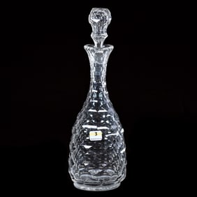 Decanter, American Brilliant Cut Glass, Hollow Diamond Style Pattern