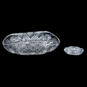 Two Folded Dishes, American Brilliant Cut Glass, Parisian Pattern By Dorflinger