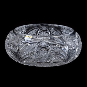 Rolled Rim Bowl, American Brilliant Cut Glass, Unidentified Pattern