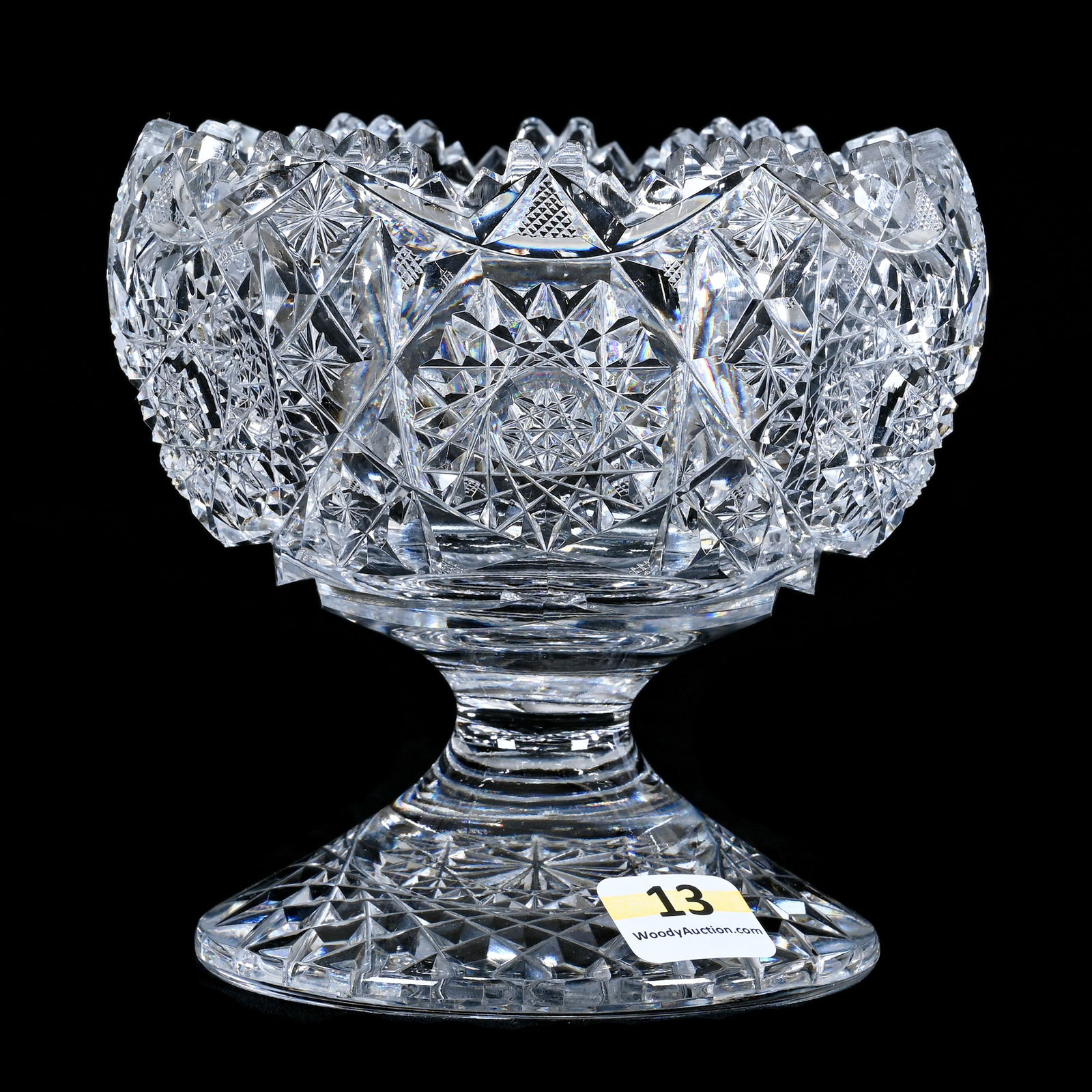 Pedestal Sugar Bowl, American Brilliant Cut Glass, Genoa Pattern By Clark (1 of 3)