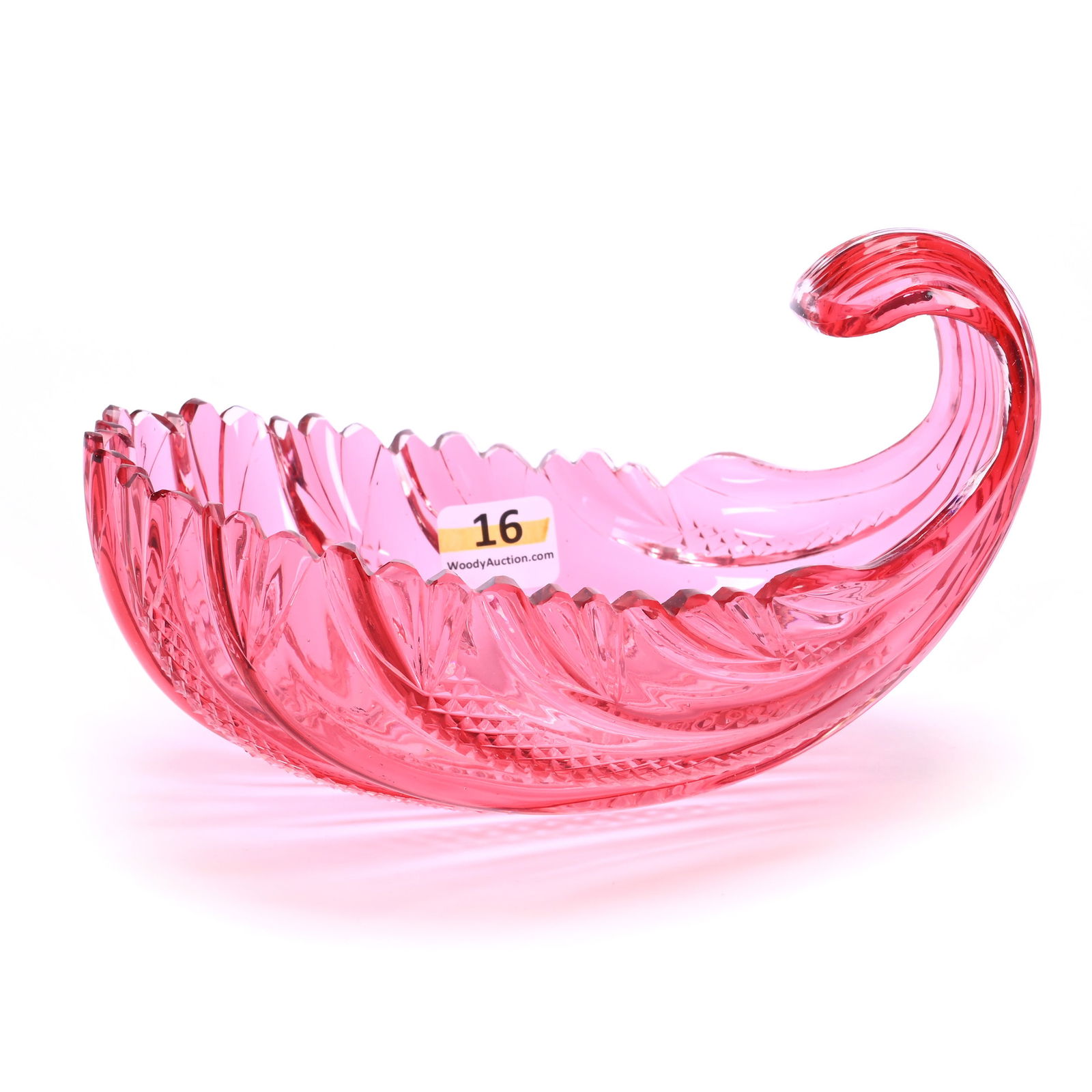 Blown Mold Shell Shaped Dish, Brilliant Period Cut Glass, Cased Cranberry (1 of 3)