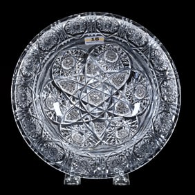 Bishops Hat Shaped Bowl, American Brilliant Cut Glass, Hobstar, Vesica, Cane, And Prism Motif