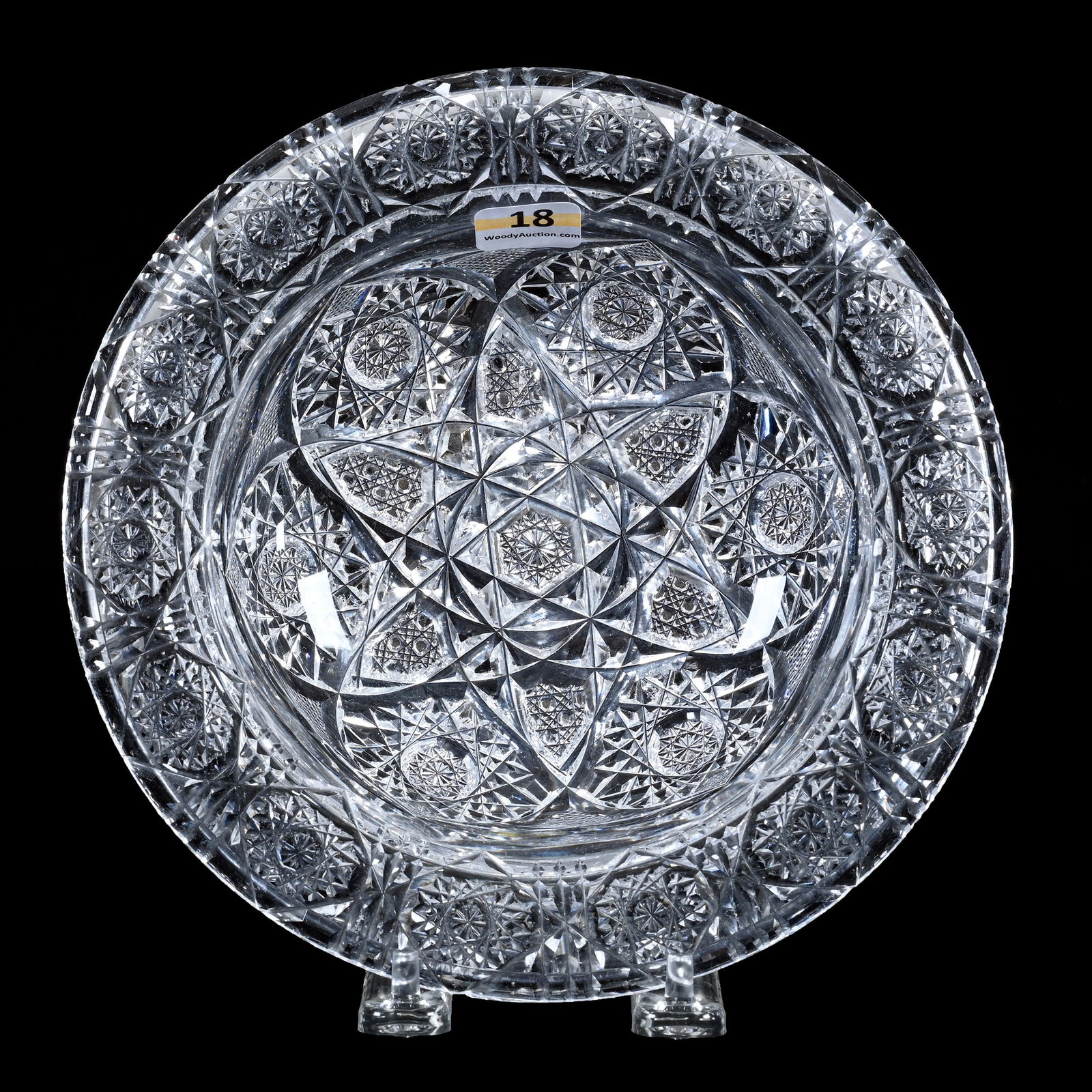 Bishops Hat Shaped Bowl, American Brilliant Cut Glass, Hobstar, Vesica, Cane, And Prism Motif (1 of 2)