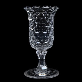Pedestal Celery Vase, American Brilliant Cut Glass, Hollow Diamond Pattern By Dorflinger
