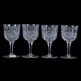 (4) Wine Stems, American Brilliant Cut Glass, Modified Ellsmere Pattern