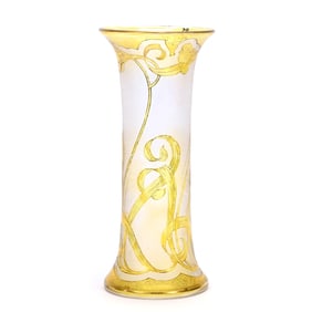 Vase, American Brilliant Cut Glass, Signed Honesdale, By Dorflinger, Yellow Acid Cut To Clear