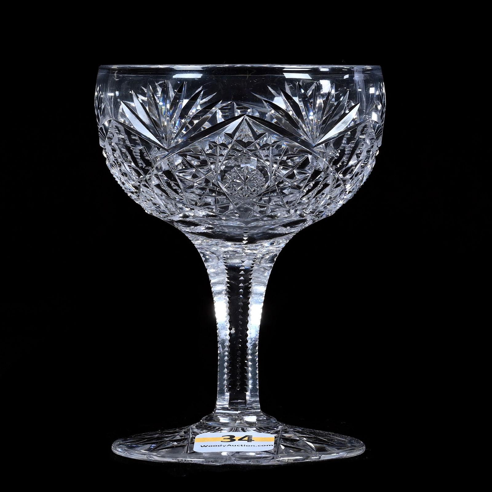 Champagne Stem, American Brilliant Cut Glass, Hobstar, Prism, And Fan Motif (1 of 3)