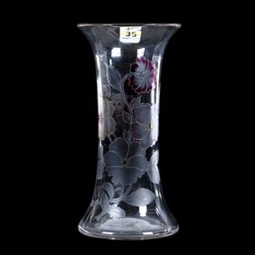 Brilliant Period Vase, Unmarked Dorflinger Kalana Poppy Pattern