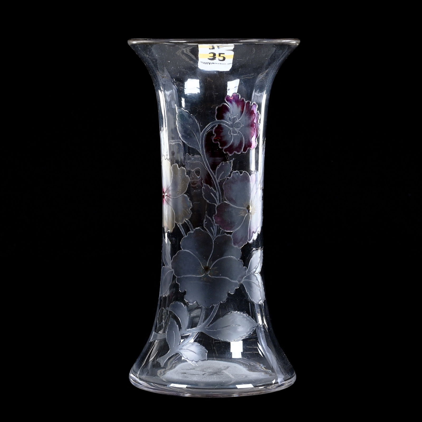Brilliant Period Vase, Unmarked Dorflinger Kalana Poppy Pattern: Brilliant Period Vase, Unmarked Dorflinger Kalana Poppy Pattern, 8 x 4 x 4 Inches, Two Color, 2 Pounds, Private Collection.