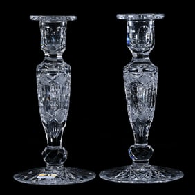 Pair Candlestick Holders, American Brilliant Cut Glass