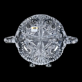 Two Handled Four Division Bowl, American Brilliant Cut Glass