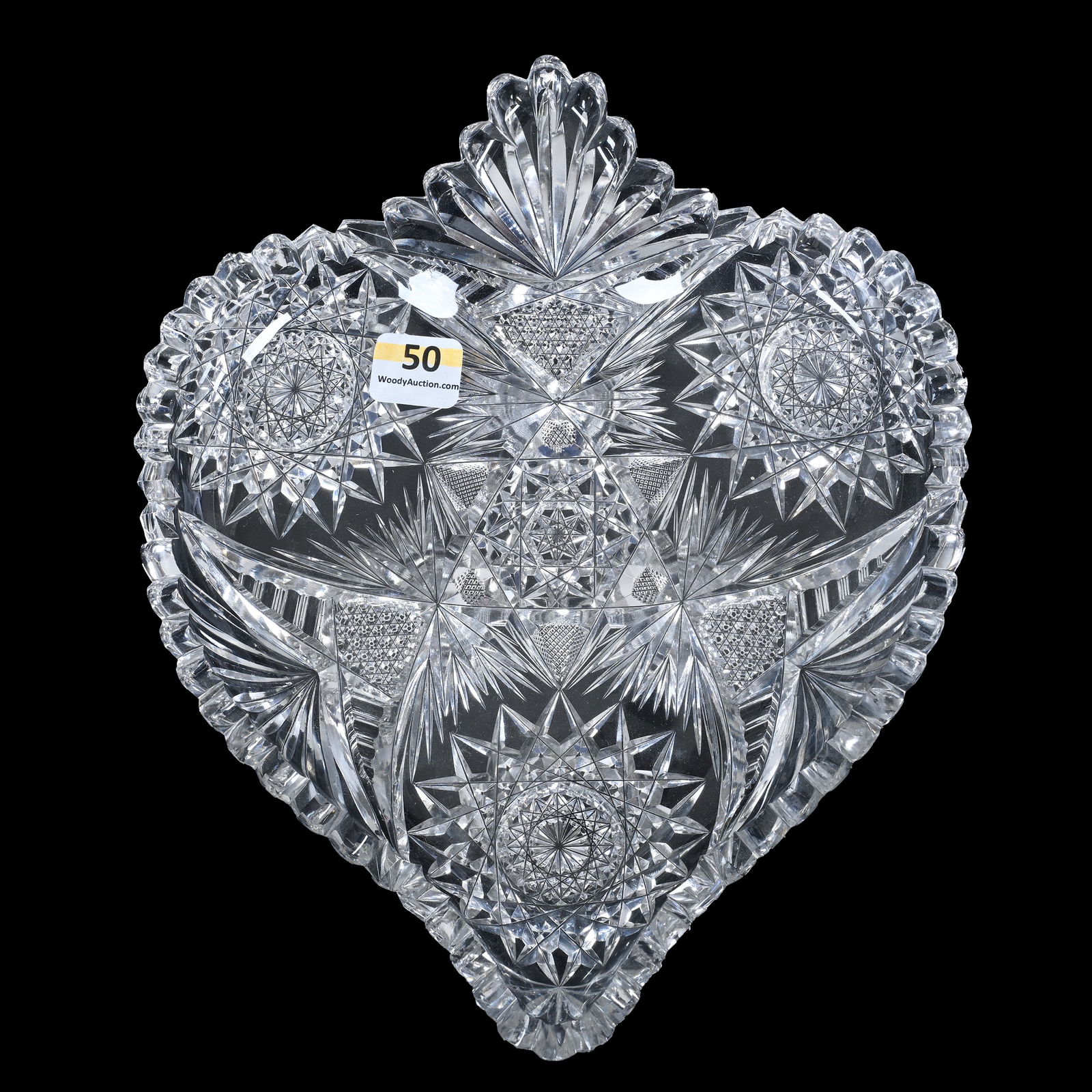 Spade Shaped Tray, American Brilliant Cut Glass, Signed Fry Genoa Pattern (1 of 2)