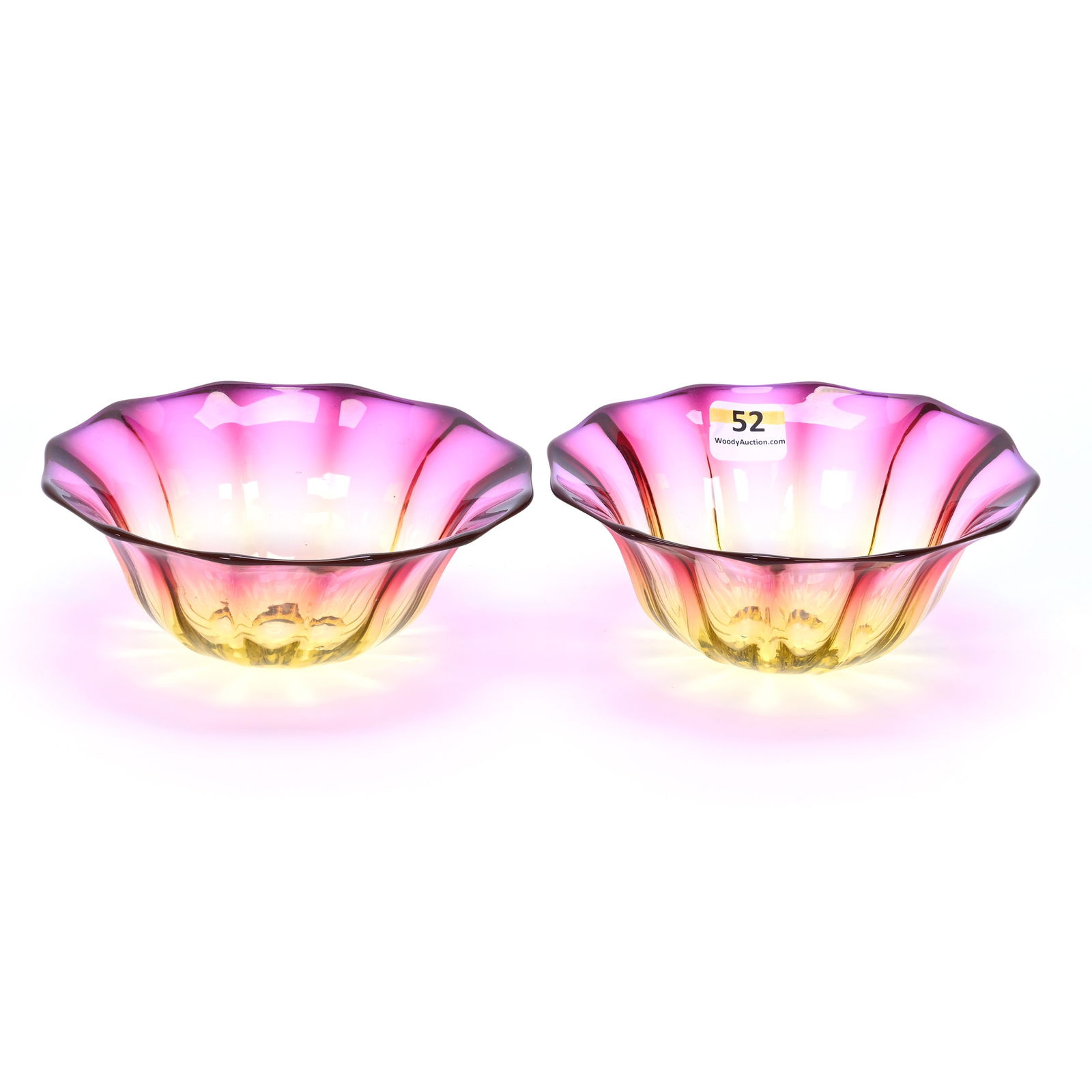 Pair Finger Bowls, Amberina Art Glass (Almost Alexandrite) (1 of 3)