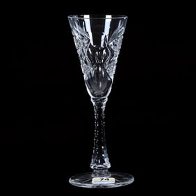 Tall Sherry Stem, American Brilliant Cut Glass, Signed Hawkes Queens Pattern