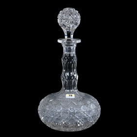 Decanter, American Brilliant Cut Glass, India Pattern By Bergen
